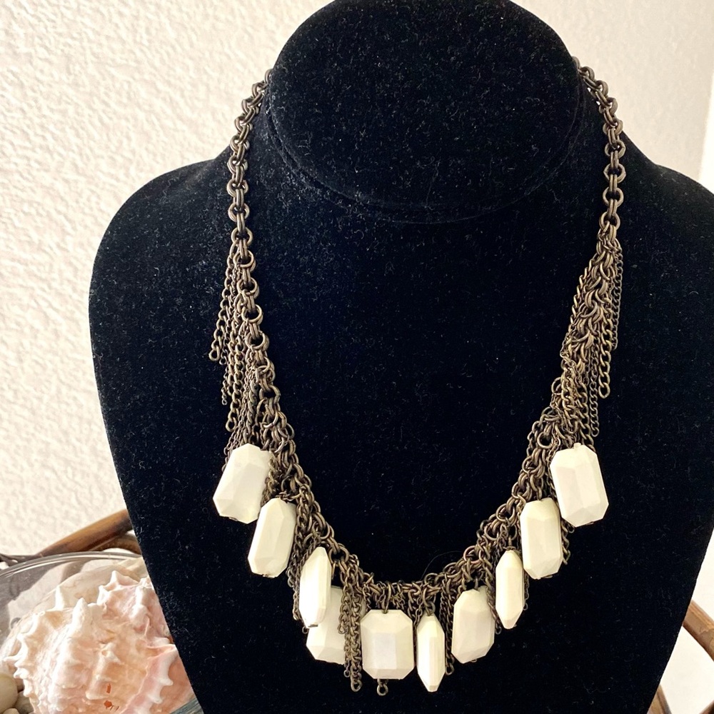 Nordstrom Bronze Cream Drop Statement Necklace - image 1